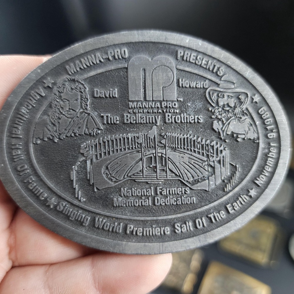 Vintage 1989 National Farmers Memorial Bellamy Brothers Buckle Lewis Watkins